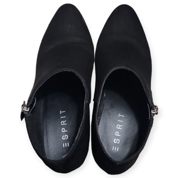 ESPRIT Troy Black Faux Suede Ankle Boots W/ Silvertone Side Zip 8.5 - Picture 3 of 10